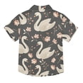 thumbnail image 2 of Dailycode Small Short Sleeve Button Down Shirts Swan and Flowers Casual Shirt 3-10 Years, 2 of 9