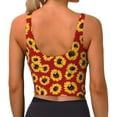 thumbnail image 4 of Picia Sunflowers On Red Sports Bra for Women,Padded Strappy Sports Bras Medium Support Yoga Bra with Removable Cups,Running Yoga Bra-, 4 of 9