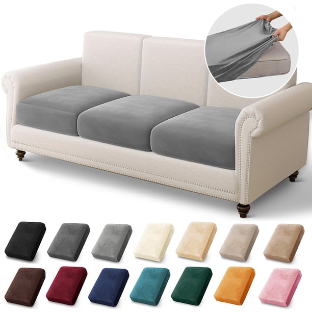 Funda de cojín de sofá de terciopelo para sala de estar, funda elástica antideslizante para sofá, funda suave de Color sólido, Protector de muebles para decoración del hogar