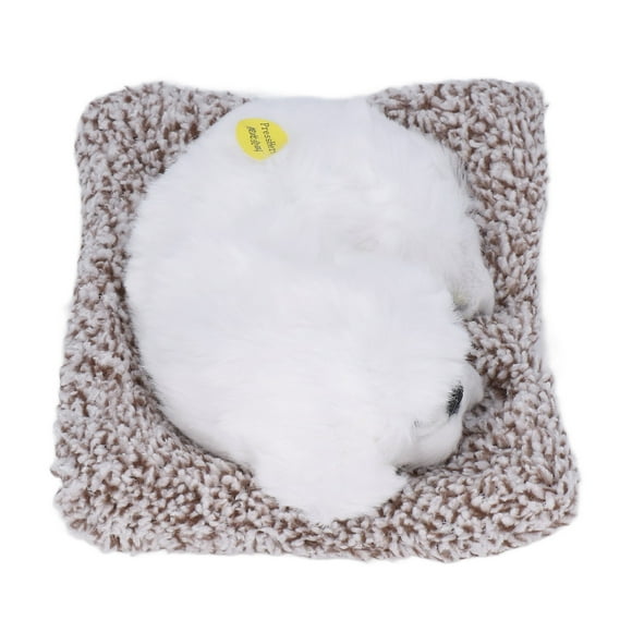 Adorable Sleeping Puppy, Novel Make A Sound Sleeping Dog Button Batteries Cute For Toys For Decorations For Children For Gifts White Pekingese