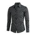 thumbnail image 2 of MODA NOVA Big & Tall Men's Polka Dots Long Sleeve Dress Button Down Shirts Black XL, 2 of 6