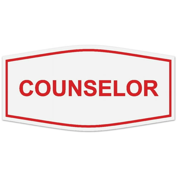 Signs ByLITA Fancy Counselor Sign - Laser-Engraved Lettering | Durable ABS Plastic | Vibrant Colors | Powerful Foam Tape (White/Red) - Large
