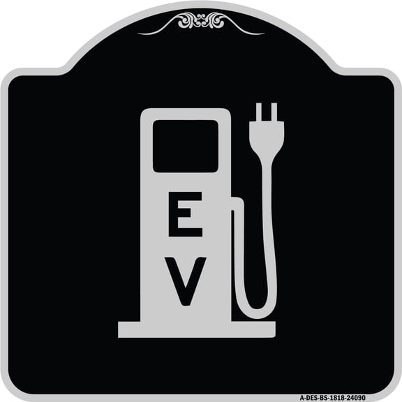 SignMission Designer Series Sign - Ev Electric Vehicle Charging Station | Black & Silver 18" X 18" Heavy-Gauge Aluminum Architectural Sign | Protect Your Business & Municipality | Made