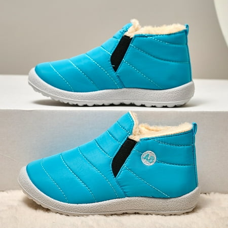 

Kids Snow Boots Solid Color Plush Warm Winter Ankle Boots For Boys And Girls