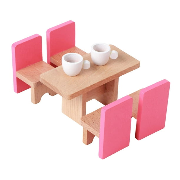 Juego de muebles de casa de muñecas de madera, kit en miniatura, simulación de micropaisaje clásico Comedor