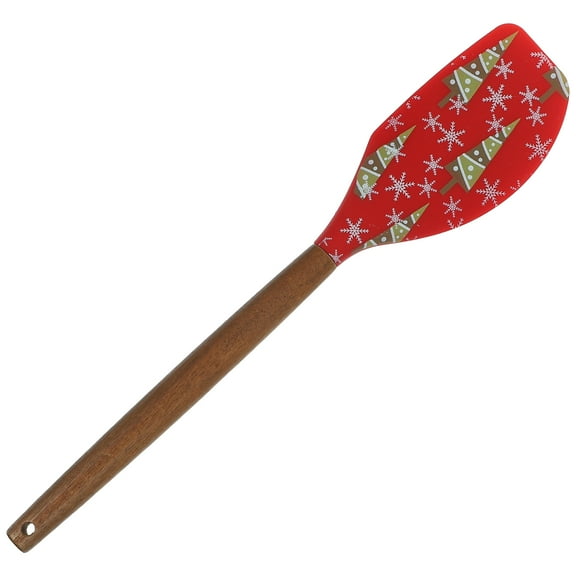 MUSEYA Christmas Themed Design Silicone Kitchen Spatula for Easy Cleaning Wood 1 Piece