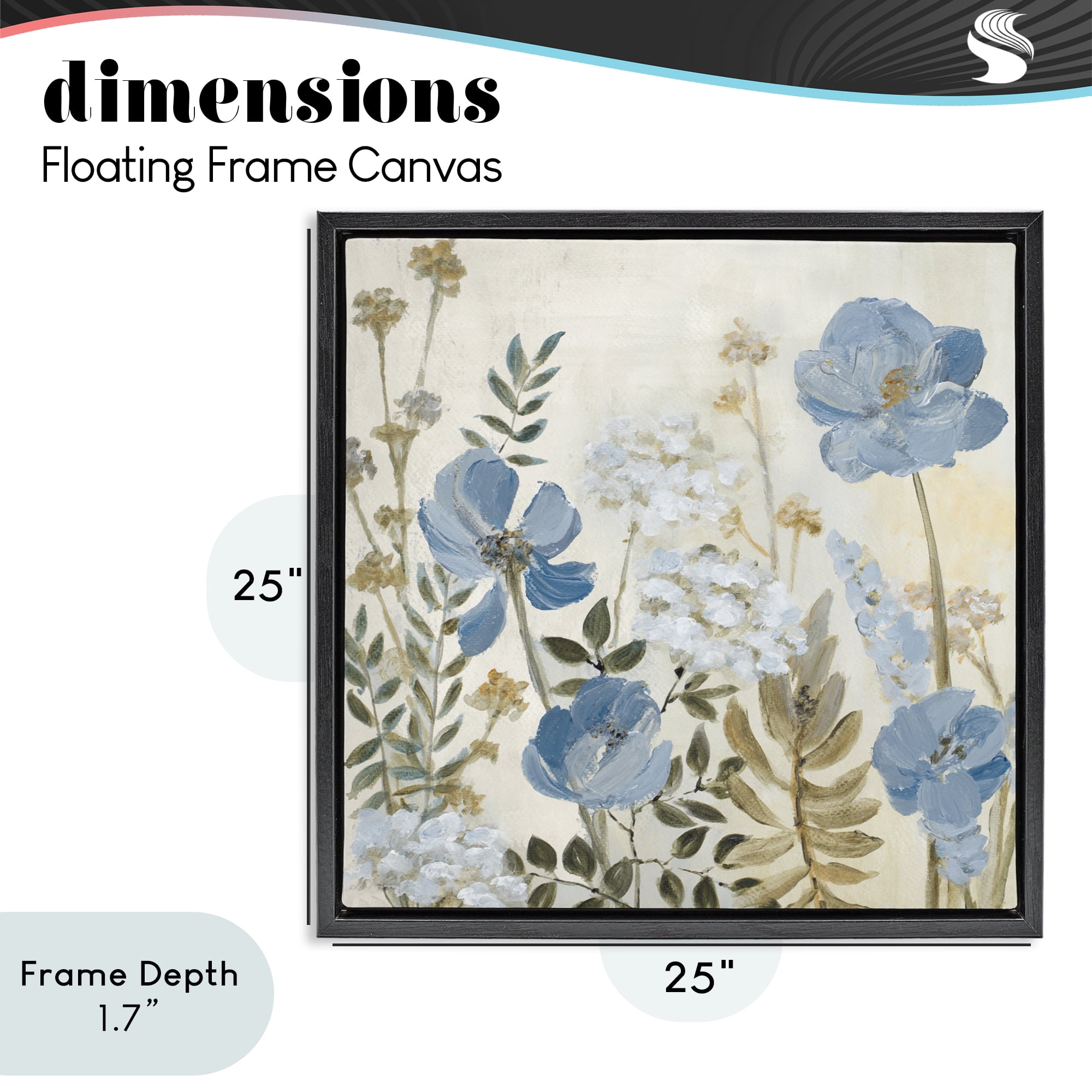 Stupell Industries Peaceful Blue Iris Garden Black Framed Floater Canvas Wall Art, design by Lanie Loreth
