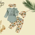 thumbnail image 2 of vigerkar New To The Crew Baby Girl Outfit Newborn Coming Home Outfits Ribbed Romper Bodysuit Floral Pants Set (Green, 3-6 Months), 2 of 7