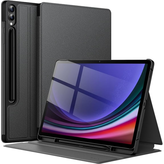Case for Galaxy Tab S10 Plus/Tab S9 Plus 12.4-Inch with S Pen Holder, Slim Folio Stand Protective Tablet Cover, Multi-Angle Viewing (Black)