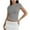 Gray, variant on Womens Knitted Cotton Mesh Cropped Shirt Short Sleeve Breathable Translucent Crewneck Tops Summer Slim Fit Blouse Light Blue
