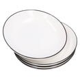 thumbnail image 4 of Juego de 4 platos llanos de cerámica de línea negra, plato redondo de 8 pulgadas para ensaladas y carne., 4 of 14