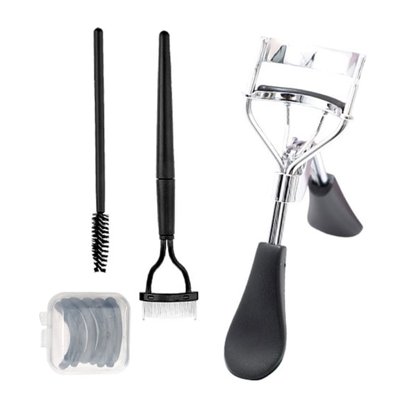 Eyelash Curler Kits Eyelash Comb Seperator, Eyebrow Brush Curved Lashes Curler Silicone Refill Pads Eye Makeup Tool Set