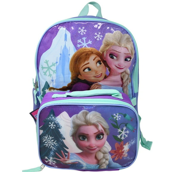 Disney Frozen Elsa and Anna Backpack with Insulated Detachable Lunch Bag 2pc Set