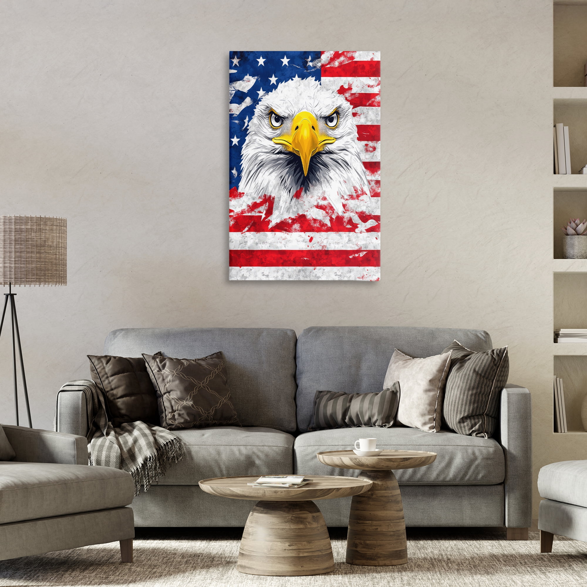 Stupell Industries Patriotic Bald Eagle Flag Canvas Wall Art, design by The Wands Want