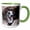 Green/White, variant on 3drose, Portrait of a Whippet., 11oz Two-tone Green Mug