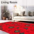 thumbnail image 2 of ODIKA 4'x6' Machine Washable Non-Slip Area Rug, Festive Poinsettia Blooms Decorative Accent High Traffic Rug with Pad, Red, 611781, 2 of 8