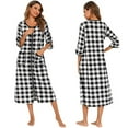 thumbnail image 3 of Zipper Front Robes Women House Coat Half Sleeve Loungewear Long Nightgown with Pockets S-XXL, 3 of 8