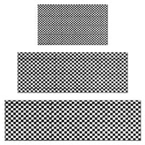 Black and White Small Checkered Pattern Kitchen Rugs Sets Of 3,Kitchen Runner Rugs Non Skid Washable,Decorative Kitchen Floor Mats for Kitchen,Sink,Laundry,17"x30"  17"x47"   17"x59"
