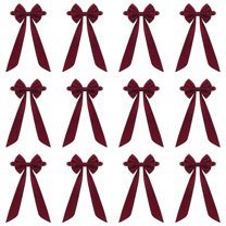12PC Burgundy Chair Sashes Christmas Red Chair Bows for Chairs 29.5"x19.7" Elastic Burgundy Velvet Sashes Chairs Bows for Christmas Banquet Home Wedding Events Holiday Event Decor Banquets Party