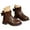 a-Brown16267, variant on Girls Kids Solid Color Leather Ankle Boots Ruffled Edge Bow Decor Traction Sole Shoes For Casual Daily Wear School Activities Fashionable Footwear