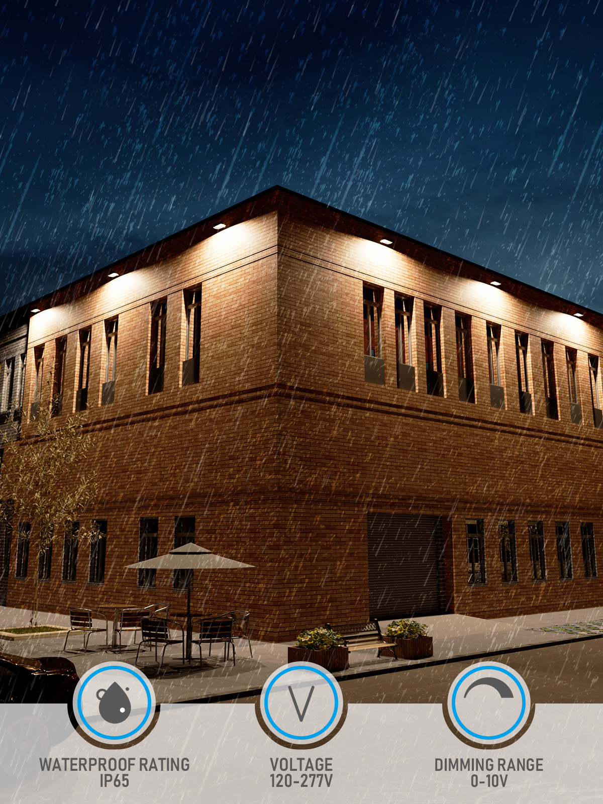 4 Pack 3CCT LED Flood Light with Knuckle, 0-10V Dimmable, 5000K/4000K/3000K Selectable, 10800LM/8400LM/6000LM, 120-277V, IP65