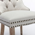 thumbnail image 6 of PORKISS Beige Dining Chairs Set of 2, Flax Upholstered Tufted Dining Room Chair with Back Ring and Nailhead Trim, Modern Velvet Chairs with Solid Wood Legs for Kitchen, 6 of 10