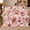 Romantic Shabby Chic Strawberry Floral, variant on Strawberry Harvest Basket Pattern Autumn Leaves Pumpkins, Festive Holiday Scene, Warm Flannel Blanket for Living Room and Reading Nook, Art Lovers Christmas Gift, Festive Home Decor