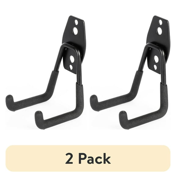 (2 pack) Hyper Tough Heavy Duty Wall Mount U-Hook, 40 lb. Capacity, Metal, Black