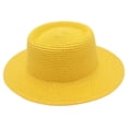 thumbnail image 4 of French Style Straw Hat, Solid Color Dome Top Boater Hat for Women and Men, Unisex Casual Summer Hat for Daily Fashion Wear and Outdoor Yellow, 4 of 4