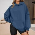 thumbnail image 2 of Fiaer Women's Hoodie Plus Size Long Sleeve Hooded Sweatshirts Loose Fit Fashion V Neck Tops with Multiple Pocket Navy L, 2 of 6