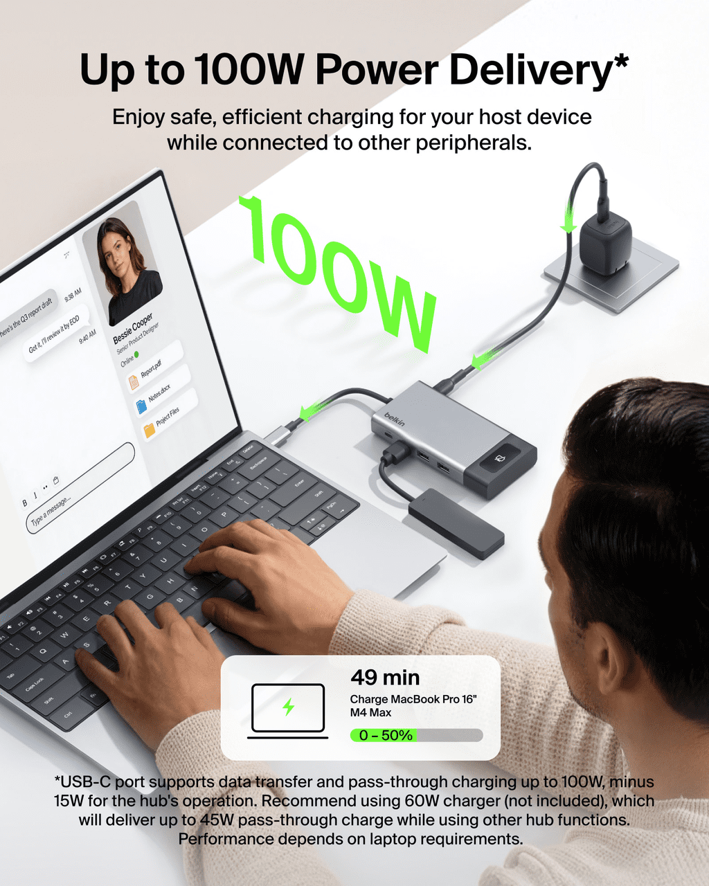 Belkin USB-C Hub, 8-in-1 Multi-Port Docking Station 100W - Dual Display Support for Mac, Windows and Chromebook - 10Gbps data transfer speeds, Ethernet, resolutions up to 4K@60Hz
