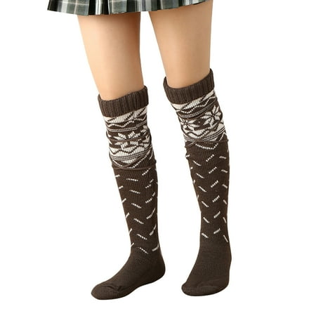 

Women Casual Textured Embroidered Christmas Over Knee Stockings