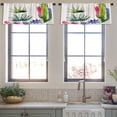 thumbnail image 4 of LALILO Kitchen Curtain Valance Cactus Watercolor White Rod Pocket Window Curtain 52"x 18" Set of 2, 4 of 7