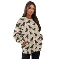 thumbnail image 7 of SCRAWLGOD Crow Print Beige Women's Sweatshirts with Pockets Long Sleeve Crewneck Drop Shoulder Sweatshirt Cozy Fall Winter Casual Clothes Oversized Soft Tops, S, 7 of 7