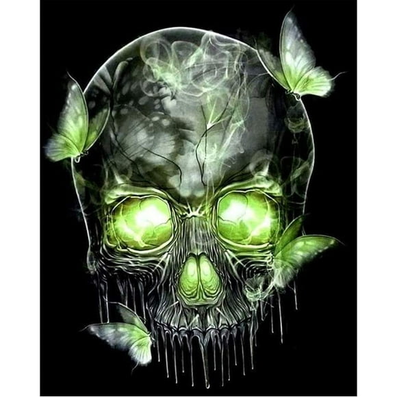 5D Square Full Diamond Painting DIY Kit Rhinestone Drill Picture Art Craft for Home Wall Decor 12x16Inch Butterfly Skull