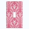 thumbnail image 2 of Metal Light Switch Plate Outlet Cover (Victorian Damask Flower Feather Red Pattern - Single Toggle), 2 of 2