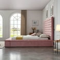 thumbnail image 2 of Cosmopolitan King Velvet Tufted Upholstered Storage Platform Bed in Pink, 2 of 9