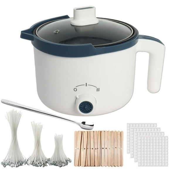 Wax Melting Pot for Candle Making, Candle Making Kit with 90*Wicks, 100*Wick Stickers, 50*Centering Device, 1*Stirring Spoon, Electric Wax Melter with Pouring Spout