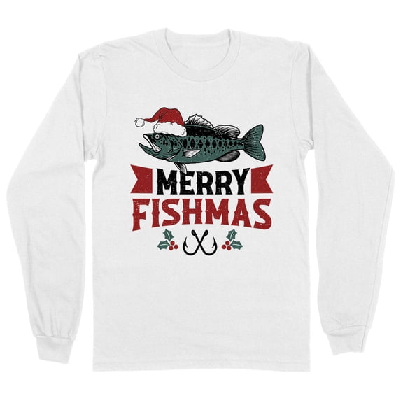 Merry Fishmas Long Sleeve Shirt Unisex Large White
