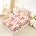 thumbnail image 4 of Manfei Sweet Capybara Twin Sheets,Pretty Floral Bedding,Pink,3-Piece,1 Fitted Sheet and 1 Pillowcase, 4 of 6