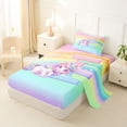 thumbnail image 2 of Erosebridal Multicolor Letter E Twin Sheet Sets,Pink Unicorn Animal Cute Rainbow Bedding For Girls Kids 3pcs, 2 of 6