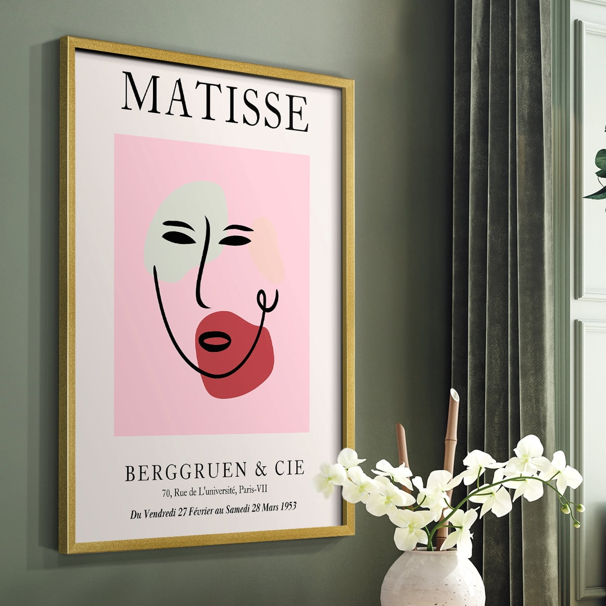 Matisse CDXCV in Gold Solid Wood Framed Print No Nail Hanging