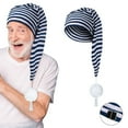thumbnail image 2 of JIKNTTR Christmas Sleeping Nightcap For Men Women Striped Pajama Hat Adjustable Sleeping Caps With Pom Ball For Party Supplies, 2 of 6