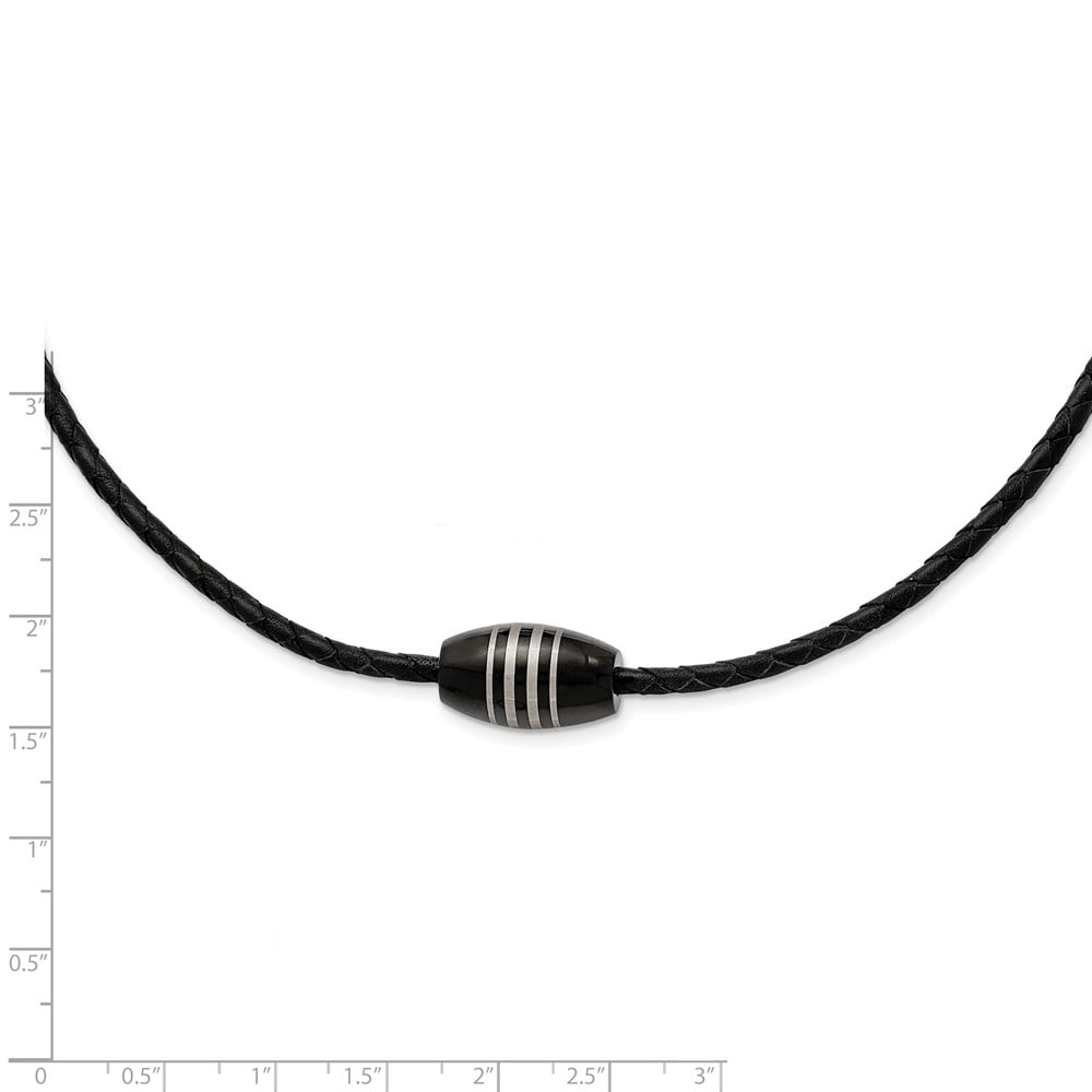 White Stainless Steel necklace Cord & Leather 20 in