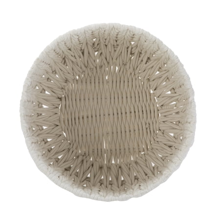 BETTER HOMES & GARDENS EXTRA LARGE WHITE WOVEN ROPE DECORATIVE STORAGE BASKET, 19 IN X 15 IN