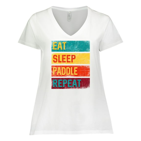 Inktastic Stand Up Paddle Boarding Eat Sleep Paddle Repeat Women's Plus Size V-Neck T-Shirt