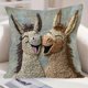 thumbnail image 1 of Short Lint Pillow Cover 18inch Cute Two Donkeys Embroidery Decorative Throw Pillowcase For Sofa Bedroom Living Room Home Decoration, 1 of 3