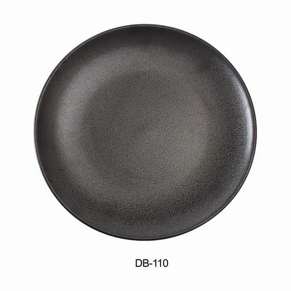 Yanco DB-110 10.5 in. Diamond Black Collection Coupe Shape Round Plate, Matte Glaze - Pack of 12