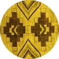 thumbnail image 1 of Ahgly Company Machine Washable Indoor Round Oriental Yellow Modern Area Rugs, 7' Round, 1 of 4