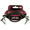 Ernie Ball Stereo Patch Cable, 12-Inch Flat Ribbon, Black, 2-Pack